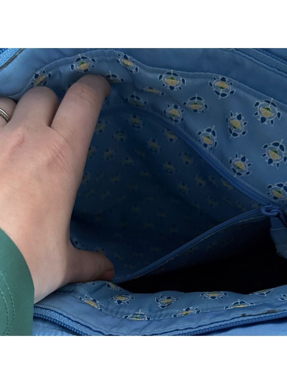 Vera Bradley Quilted Sky Blue Shoulder Tote - Picture 8 of 9